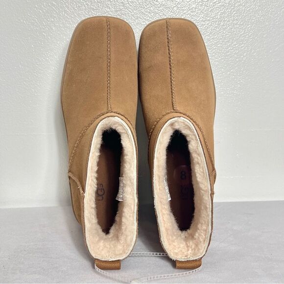 UGG New Heights Platform Mini Chestnut Suede Ankle Boots Original $249 NWOB Sz 8 - Picture 7 of 10